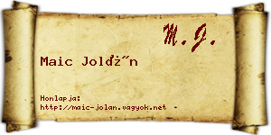 Maic Jolán névjegykártya